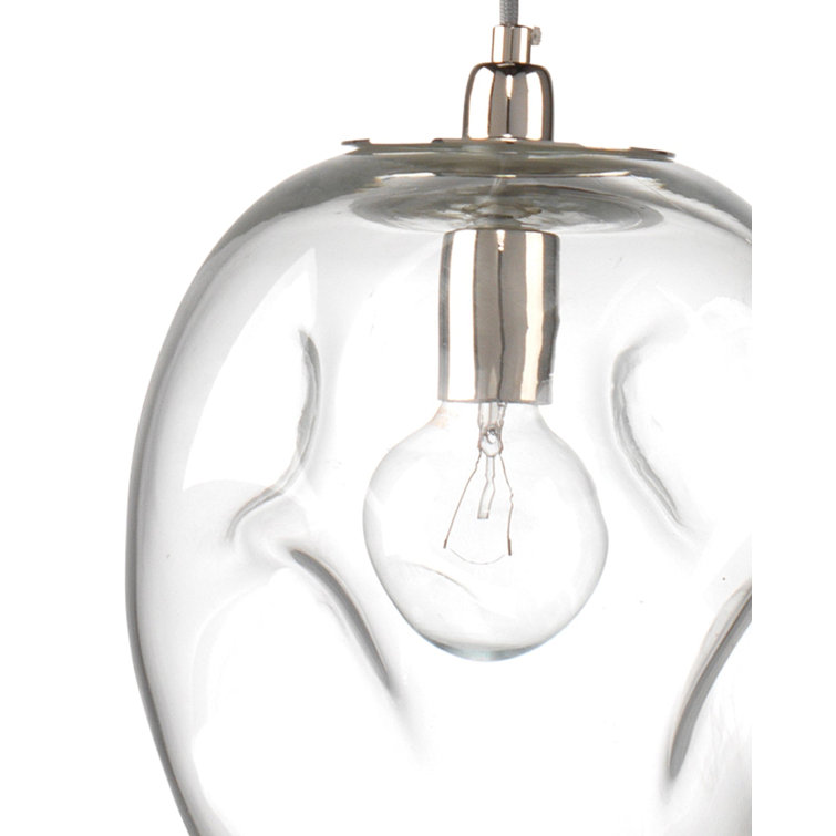 Clear Glass Nickel 1-Light Pendant with Adjustable Cord