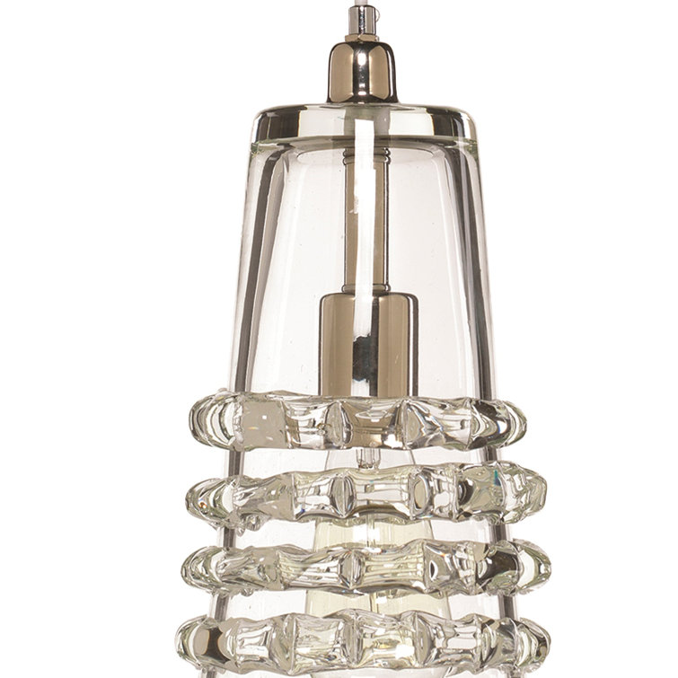 Mini Lindsay Clear Glass 1-Light Pendant with Silver Accents