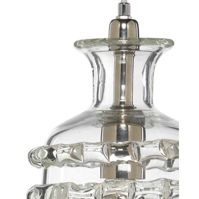 Handmade Nickel Finish Mini Jar Pendant with Colorful Glass Shade