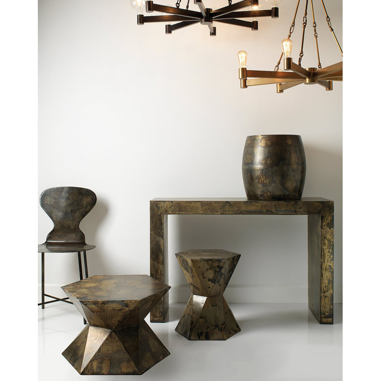 Cosmic Rustic Patina Iron Prism Side Table 19"x16.5"