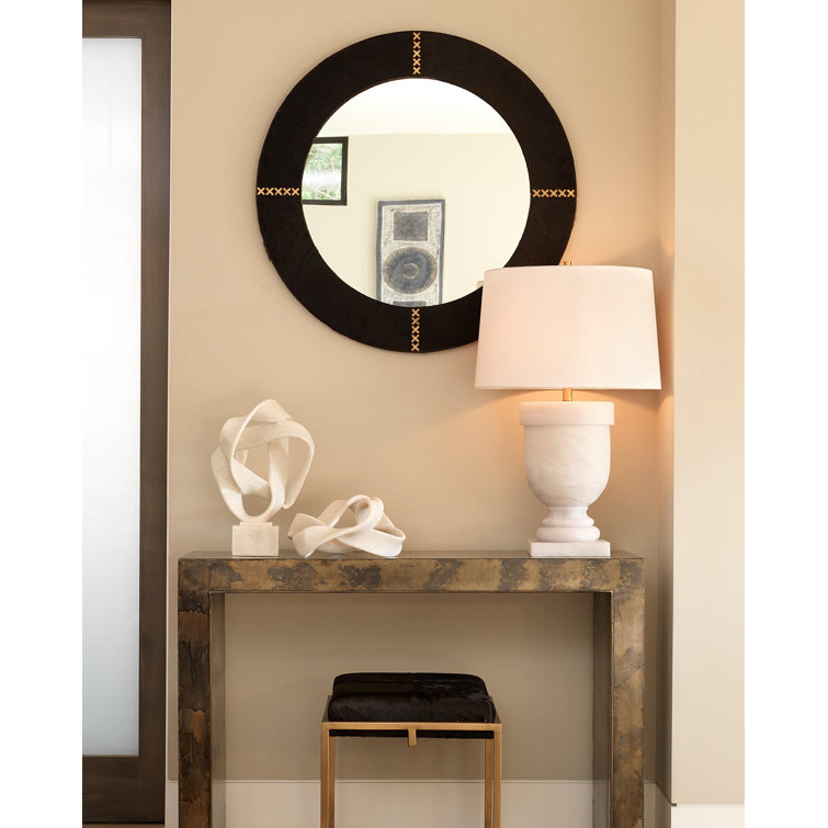 White Faux Alabaster Table Lamp with Linen Shade