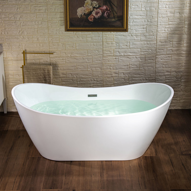 67'' White Acrylic Freestanding Double Slipper Bathtub