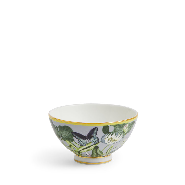 Eastern-Inspired Ceramic Bowl with Metallic Band