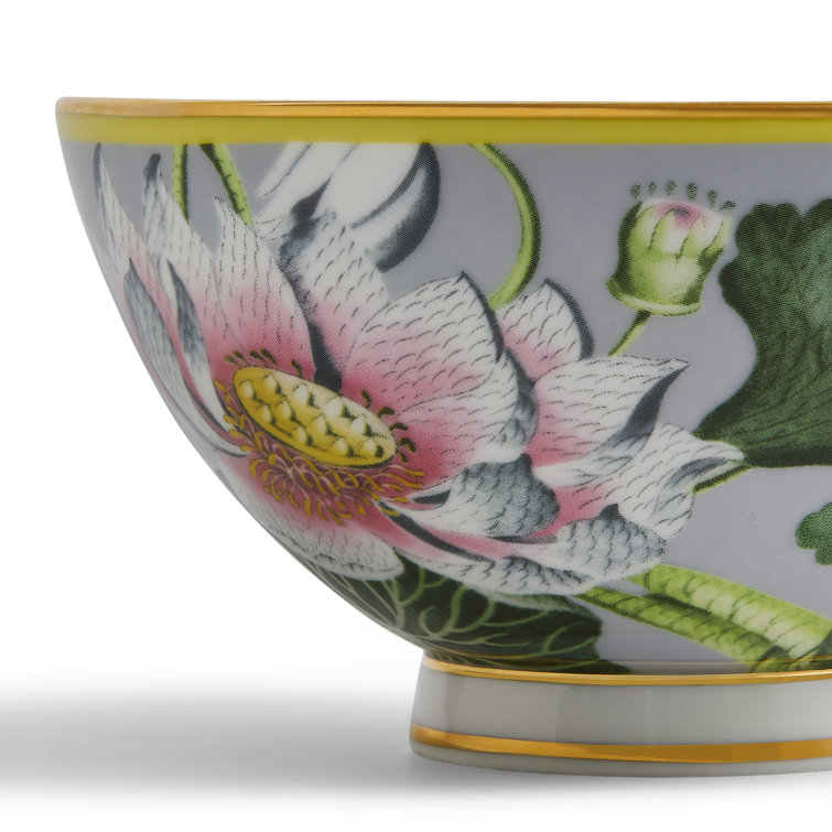 Eastern-Inspired Ceramic Bowl with Metallic Band