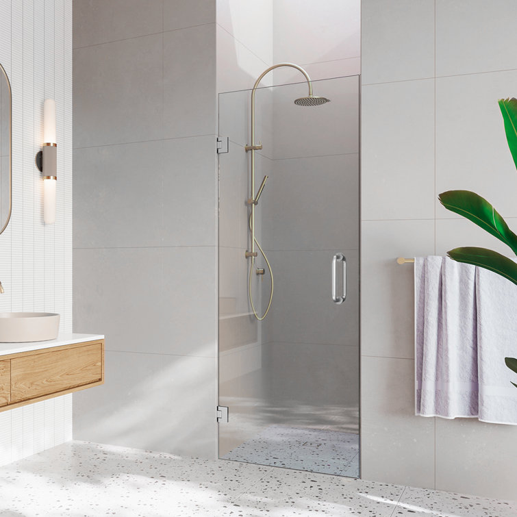 28" x 80" Frameless Clear Glass Pivot Shower Door with Chrome Finish
