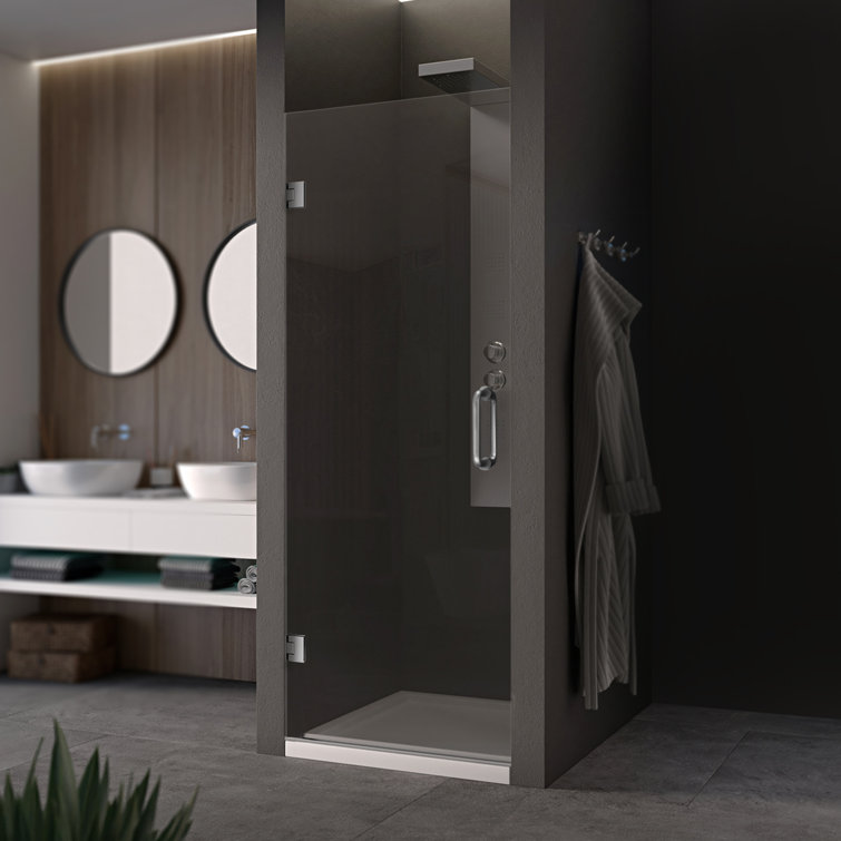 28" x 80" Frameless Clear Glass Pivot Shower Door with Chrome Finish