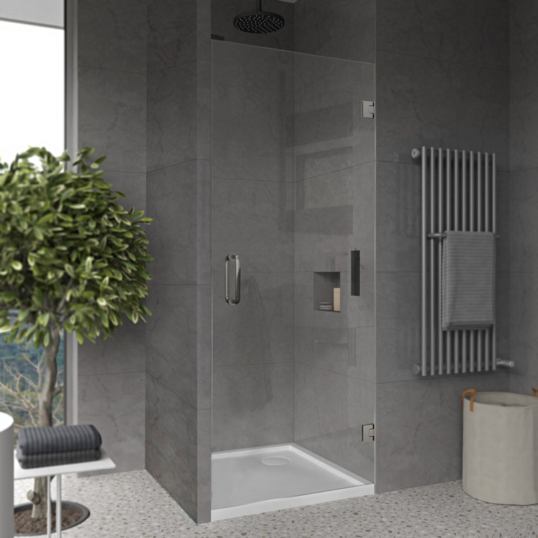 30" x 72" Frameless Clear Glass Shower Door with Brushed Nickel Hardware