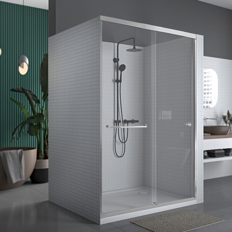 Chrome Semi Frameless Sliding Shower Door with Clear Glass