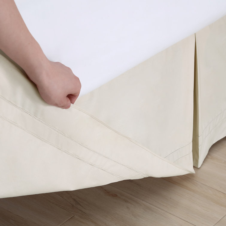 Beige Cotton King Split Corner Bed Skirt