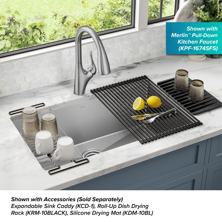 32-Inch Satin Stainless Steel Undermount Kitchen Sink with Accessories
