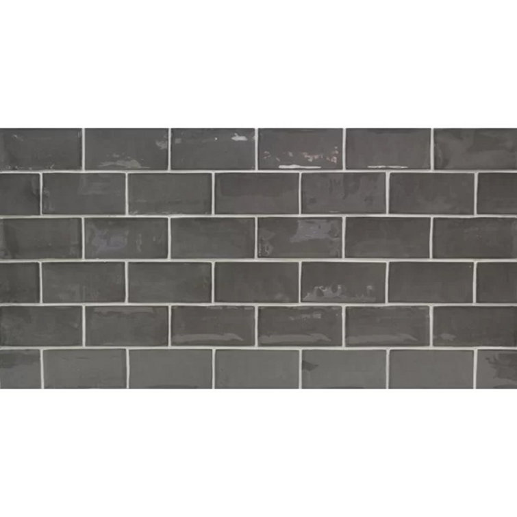 Messi 3x6 Polished Gray Ceramic Subway Wall Tile
