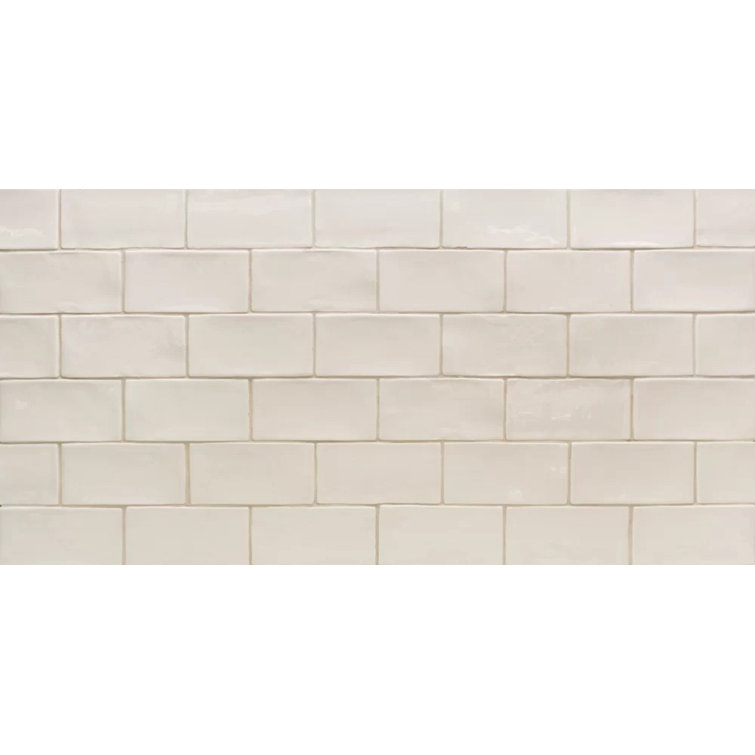Messi 3" x 6" Polished White Ceramic Subway Wall Tile