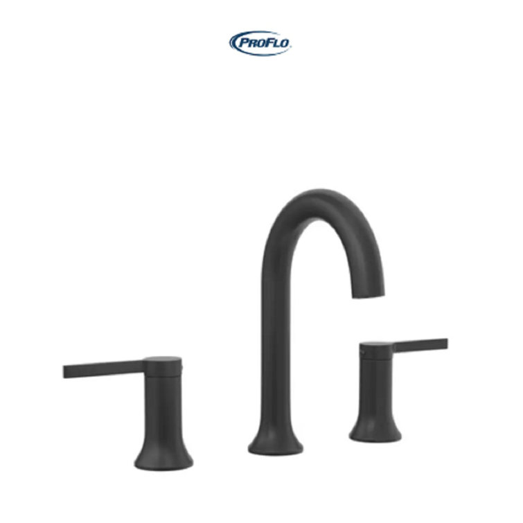 Matte Black Widespread 2-Handle Bathroom Faucet with Drain Assembly