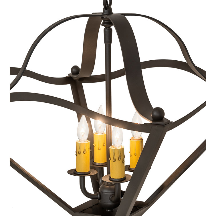 Zale 4-Light Black Wrought Iron Indoor/Outdoor Pendant