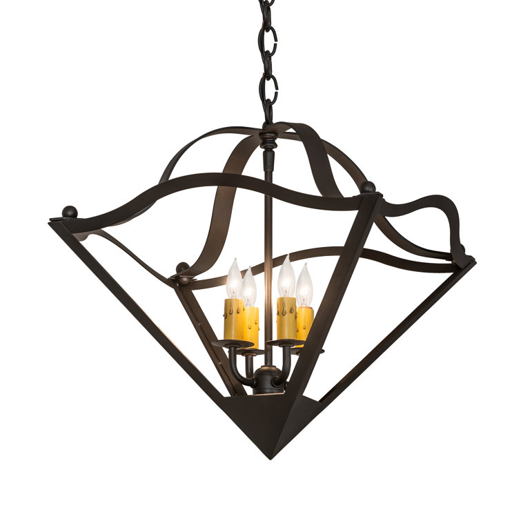Zale 4-Light Black Wrought Iron Indoor/Outdoor Pendant