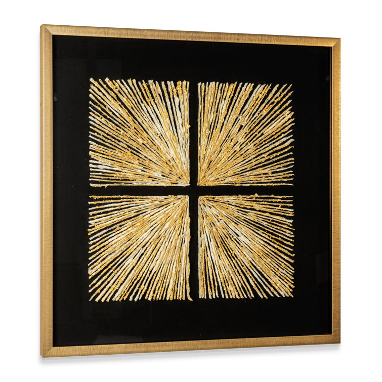 36" Light Wood Shadow Box with Abstract Starburst Design