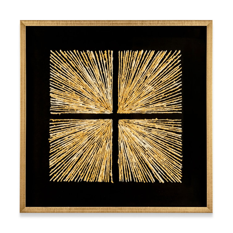 36" Light Wood Shadow Box with Abstract Starburst Design
