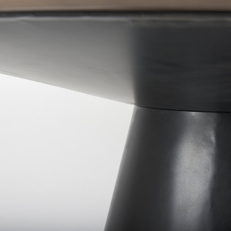 Mitchell 63'' Round Medium Brown Wood Dining Table with Black Iron Base
