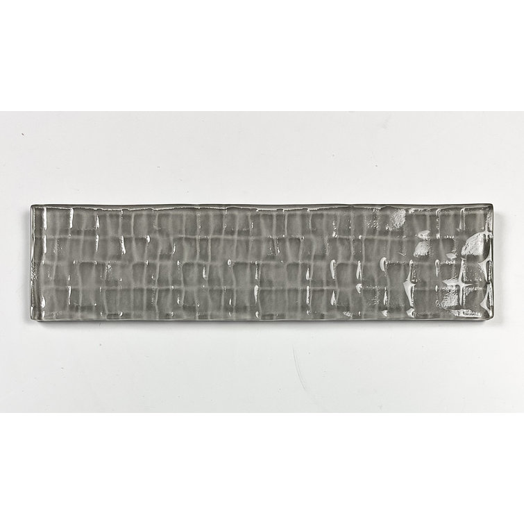 Metro Cubes 2 in. x 8 in. Textured Glass Straight Edge Subway Decorative Kitchen & Bathroom Wall Tile