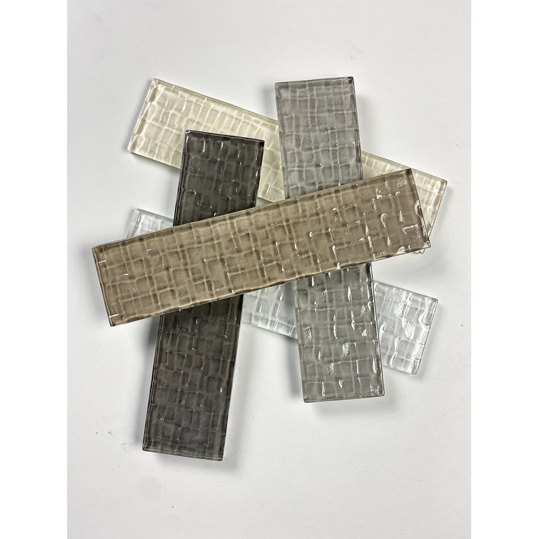Metro Cubes 2 in. x 8 in. Textured Glass Straight Edge Subway Decorative Kitchen & Bathroom Wall Tile