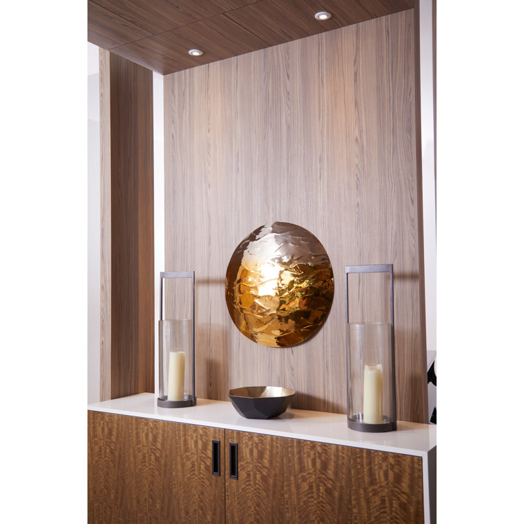 Radia 12" Black and Gold Aluminum Decorative Bowl