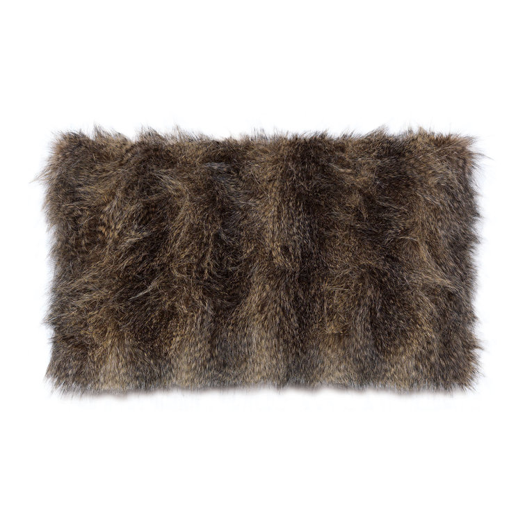 Naya Mogli Faux Fur Animal Print Rectangular Lumbar Pillow