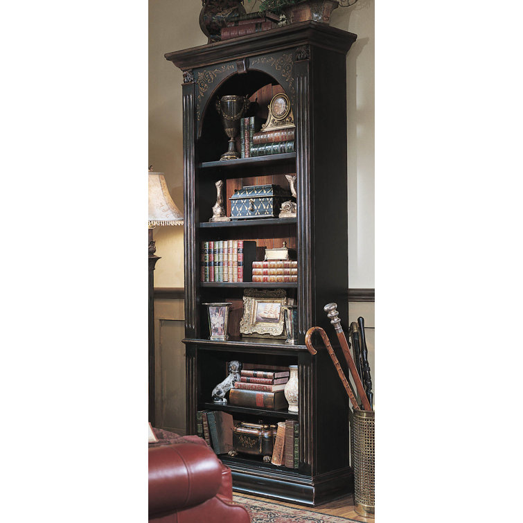 Black Hardwood Adjustable Shelves Traditional Bookcase