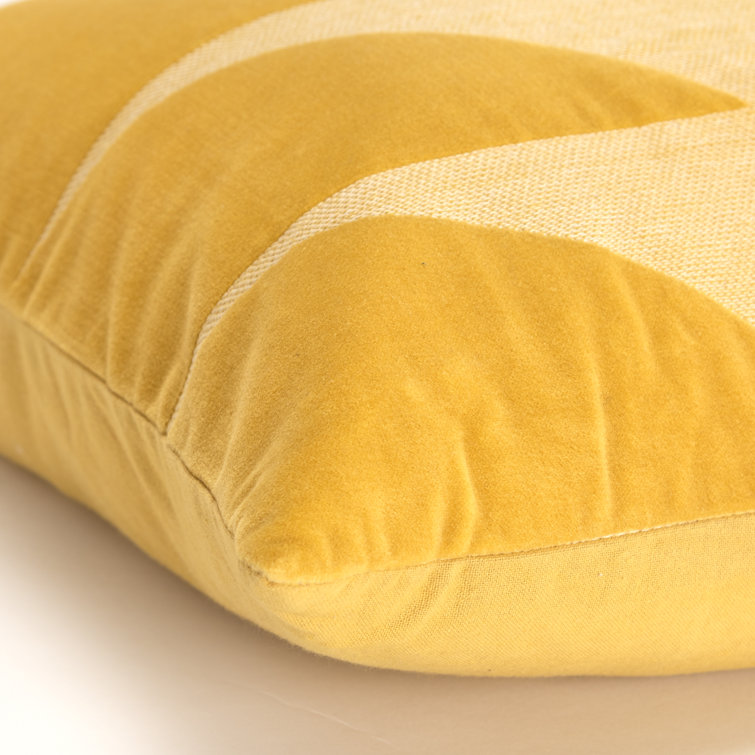 Yellow Embroidered Cotton Square Throw Pillow Set