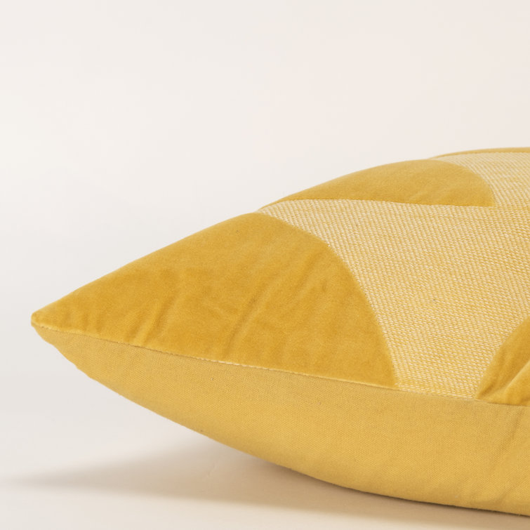 Yellow Embroidered Cotton Square Throw Pillow Set