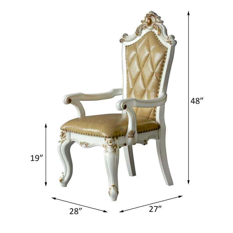 Beige Faux Leather High Back Upholstered Arm Chair