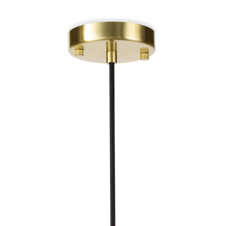 White and Natural Brass Globe Pendant Light