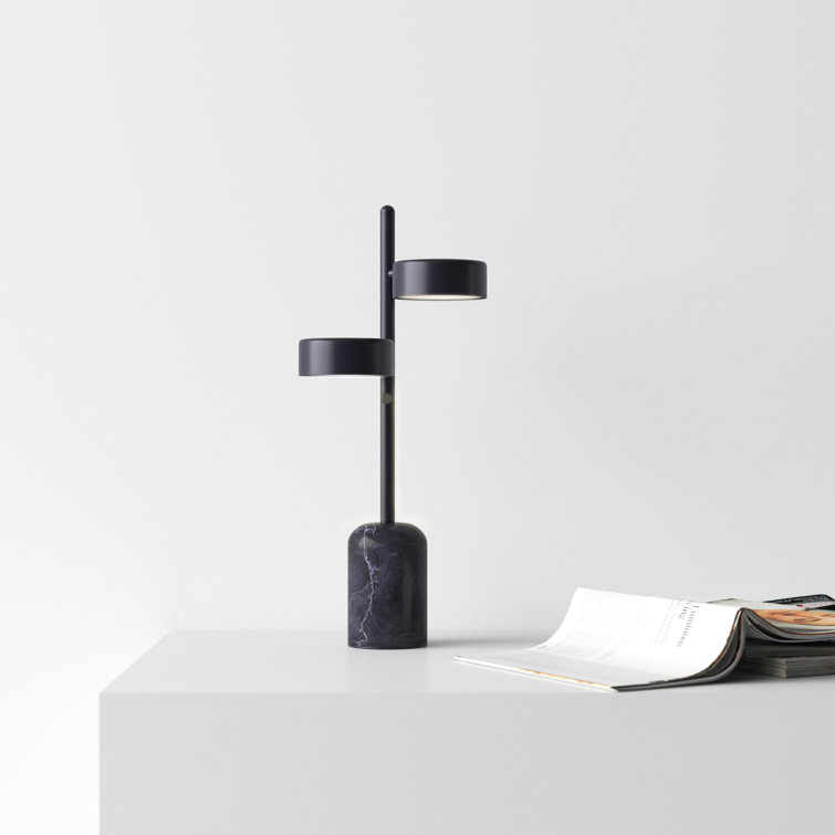 Adjustable Black Metal and Marble LED Table Lamp