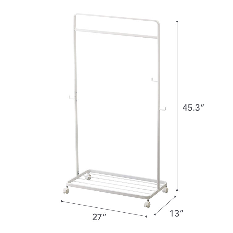 White Steel Kids Rolling Clothes Rack with Wheels