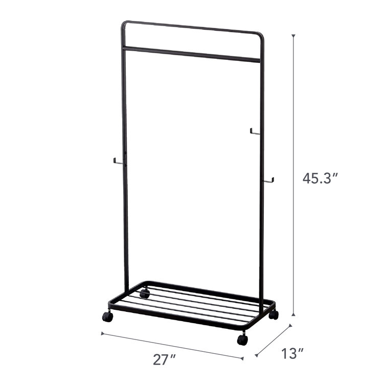 Black Steel Kids' Portable Rolling Coat Rack, 45" H