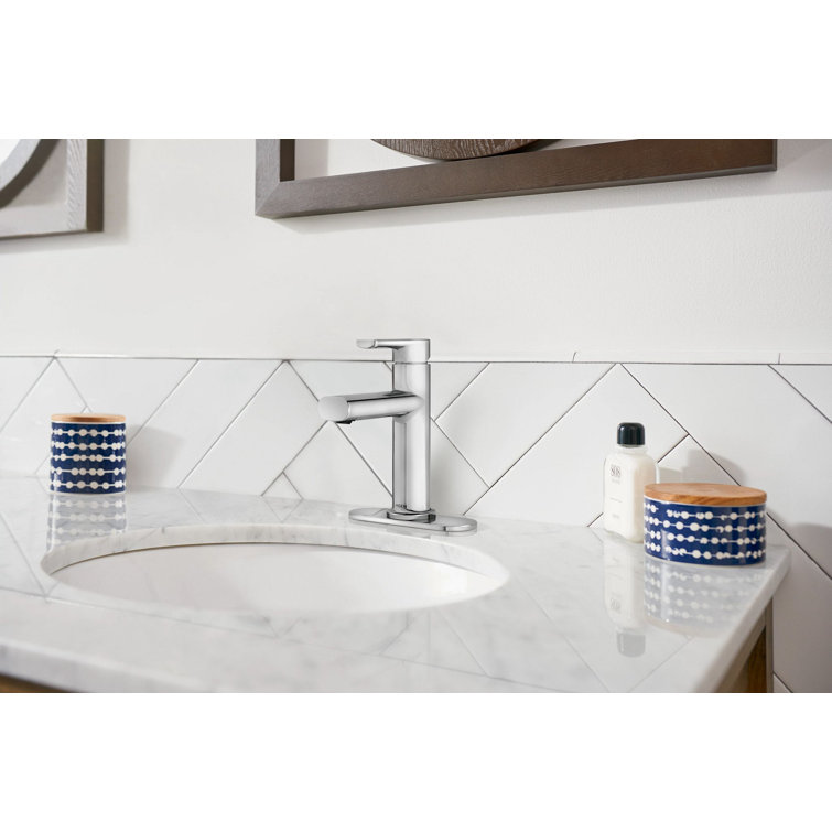 Meena Chrome Single-Handle Bathroom Faucet with Deckplate