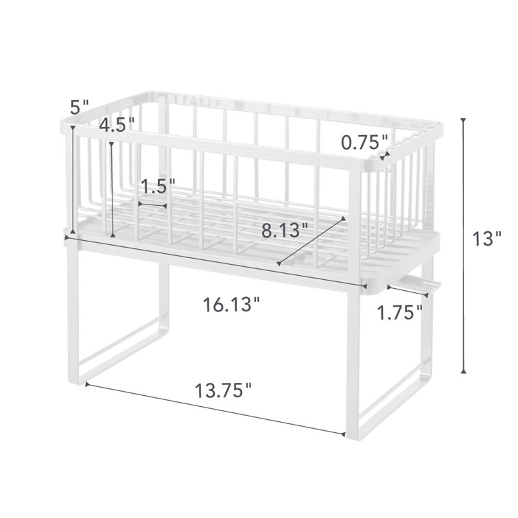 White Two-Tier Metal Dish Rack with Utensil Holder