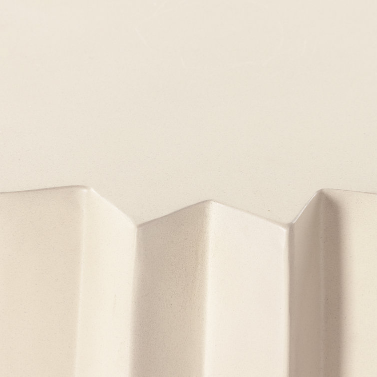 Sculptural Modern Parchment White Fluted Concrete End Table