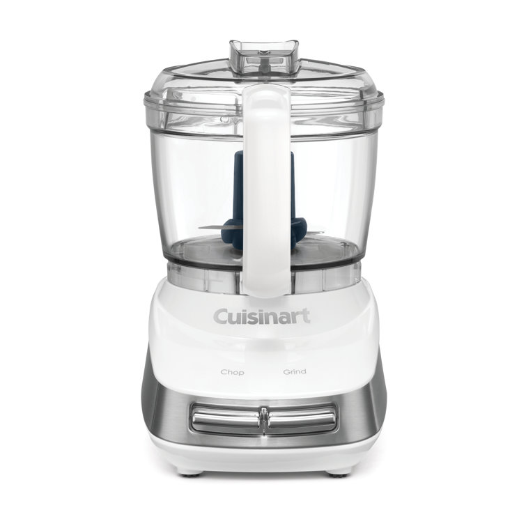 White and Stainless Steel 4-Cup Mini Food Processor with Variable Speed