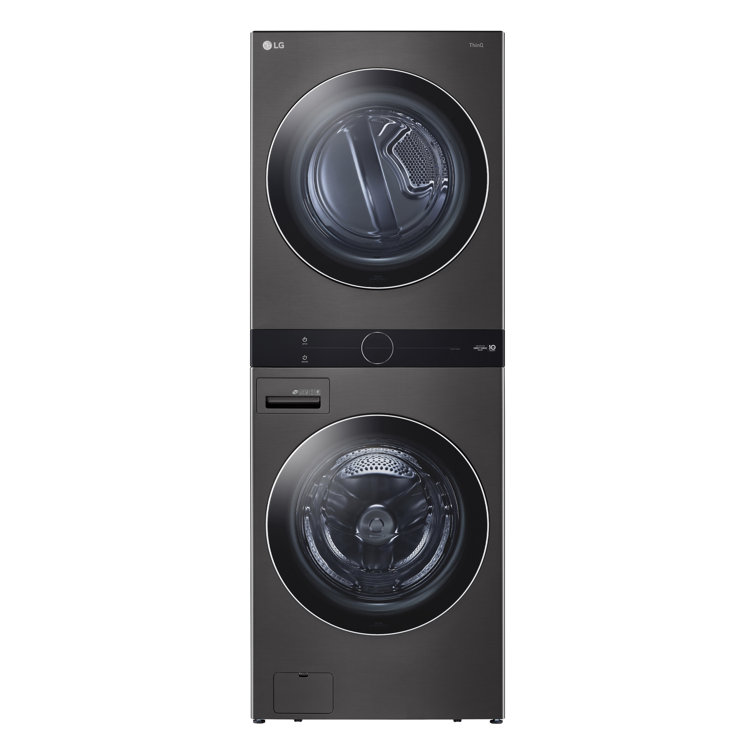 Black Steel 27" Smart Gas Washer and Dryer Set with LED Display