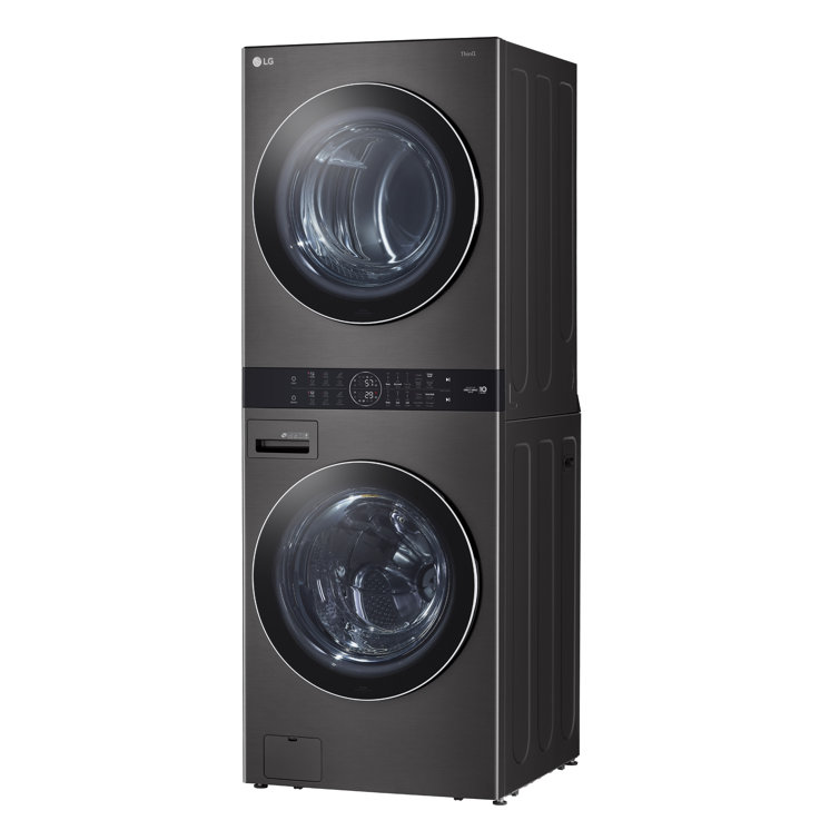 Black Steel 27" Smart Gas Washer and Dryer Set with LED Display