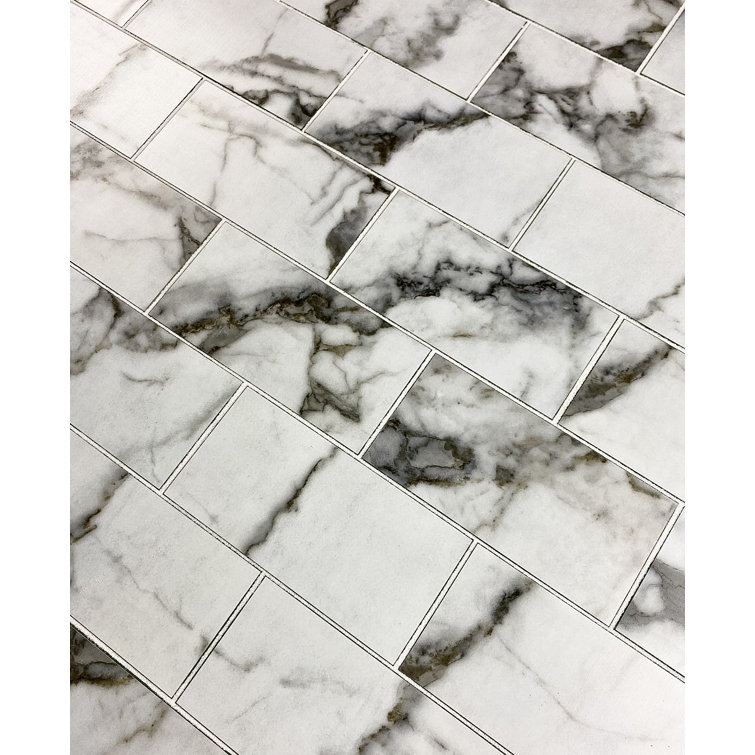 Bianco Carrara White Honed Marble Look Glass Wall Tile