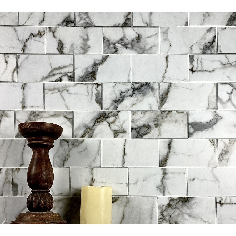 Bianco Carrara White Honed Marble Look Glass Wall Tile