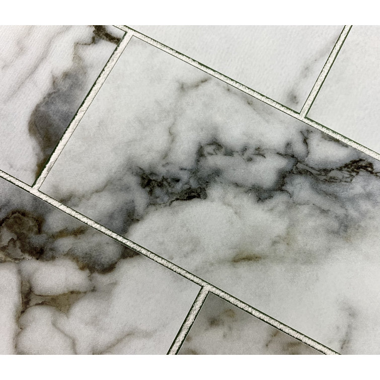 Bianco Carrara White Honed Marble Look Glass Wall Tile