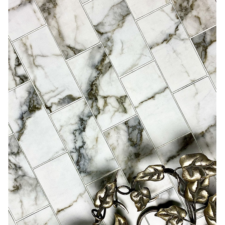 Bianco Carrara White Honed Marble Look Glass Wall Tile