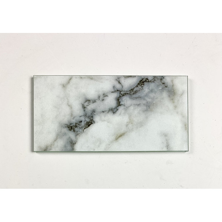 Bianco Carrara White Honed Marble Look Glass Wall Tile