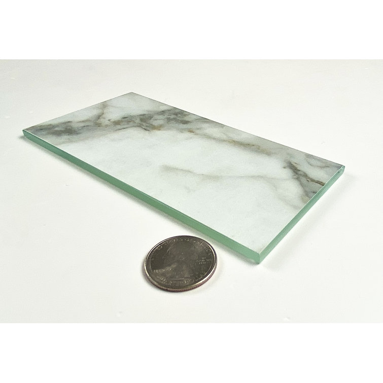 Bianco Carrara White Honed Marble Look Glass Wall Tile