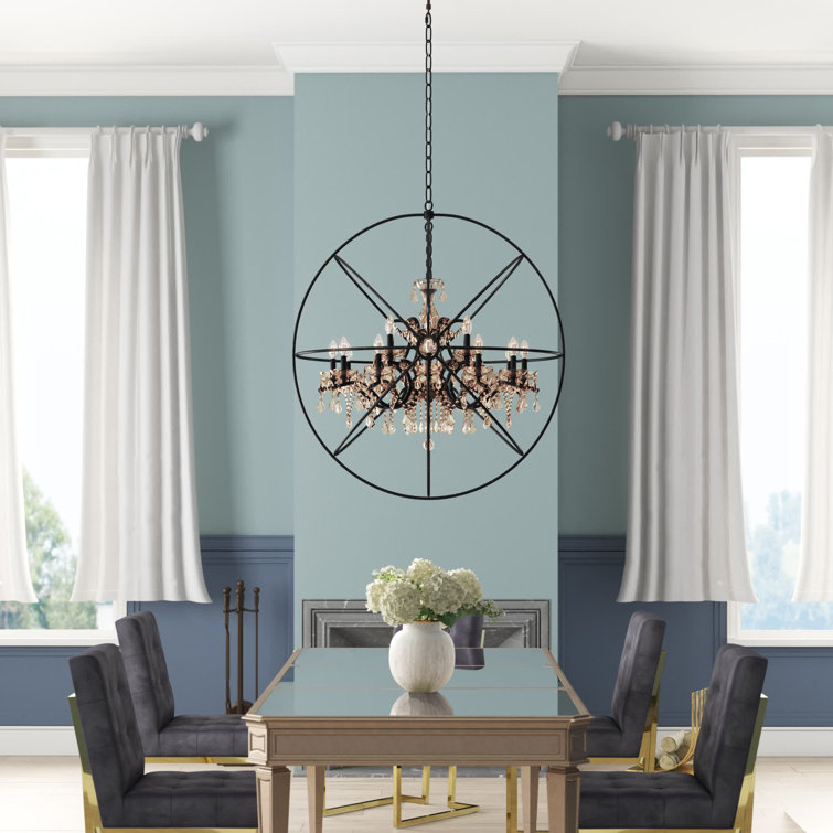 Geneva Dark Bronze 18-Light Crystal Globe Chandelier