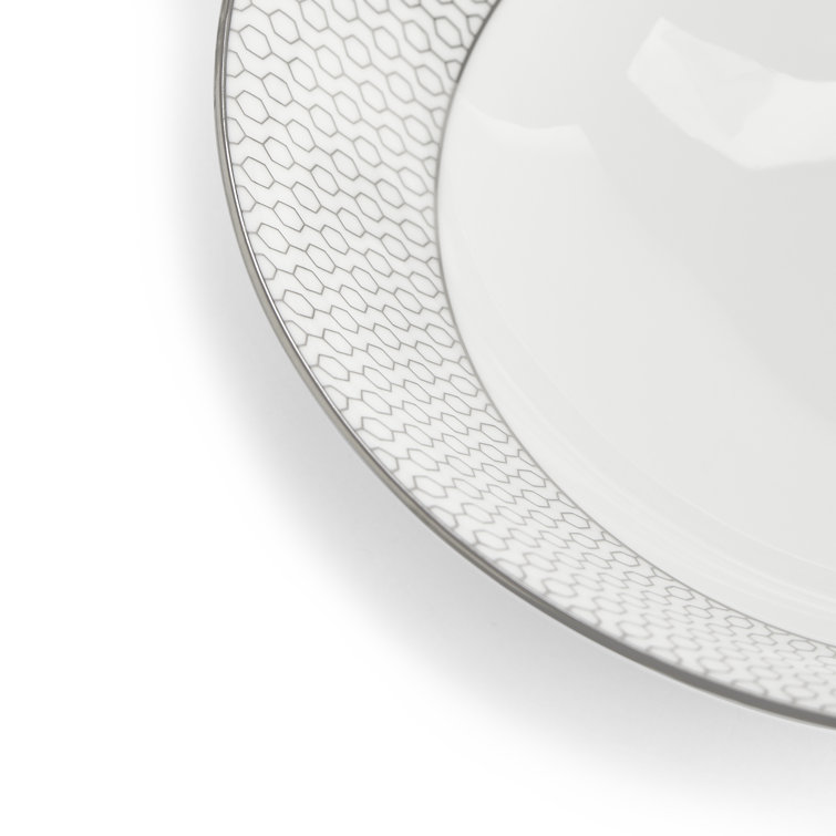 Gio Platinum Geometric Ceramic Cereal Bowl 8"