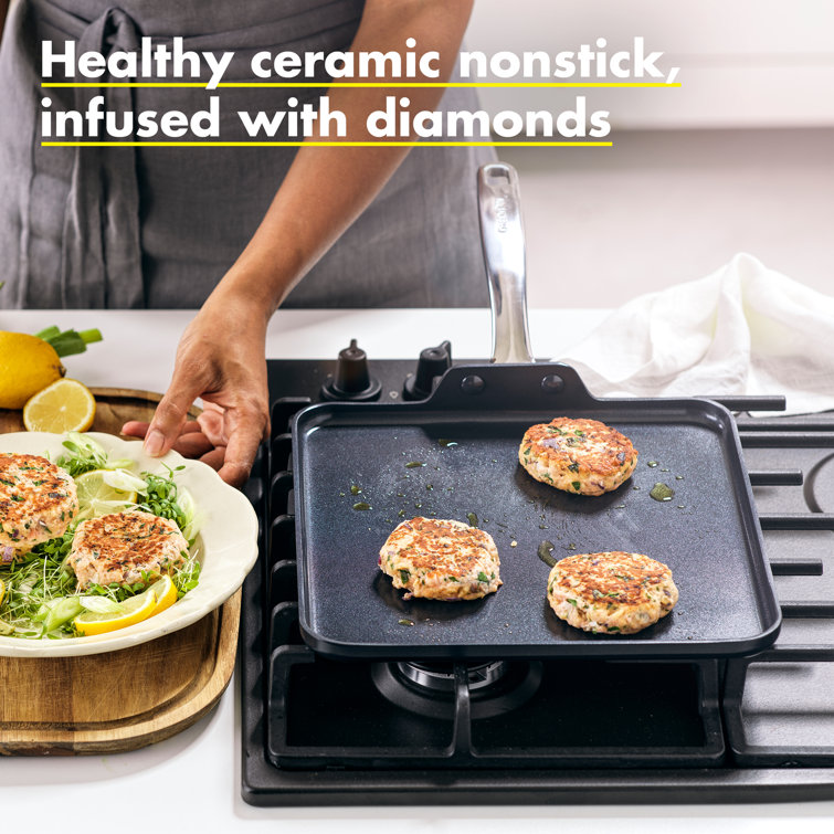 Black Ceramic Nonstick 11" Griddle Pan with Stainless Steel Handle