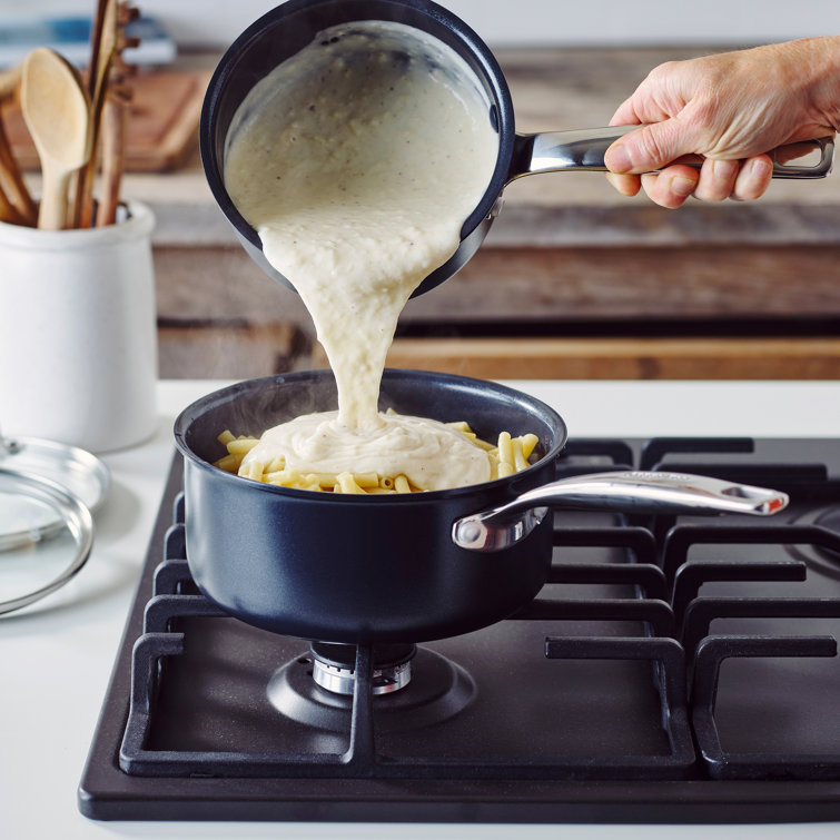 Black Aluminum Nonstick 1QT and 2QT Saucepan Set with Glass Lids